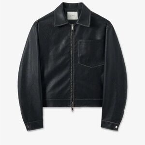 VTWO jet black cropped vegan leather zip up jacket size size medium